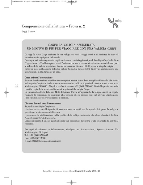 File:Istituto cultura italiana (NGO)/CILS certificate/Comprensione della lettura.pdf