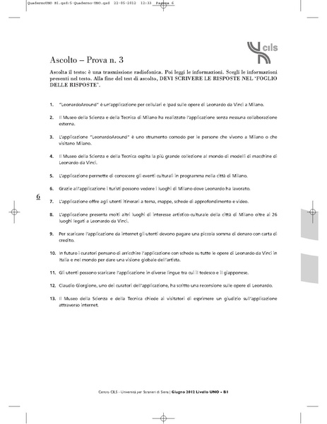 File:Istituto cultura italiana (NGO)/CILS certificate/domande prova ascolto 3.pdf